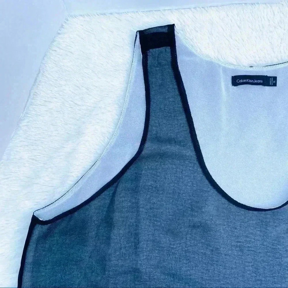 Calvin Klein Gray Sheer High Low Cami Tank Top - Picture 7 of 16